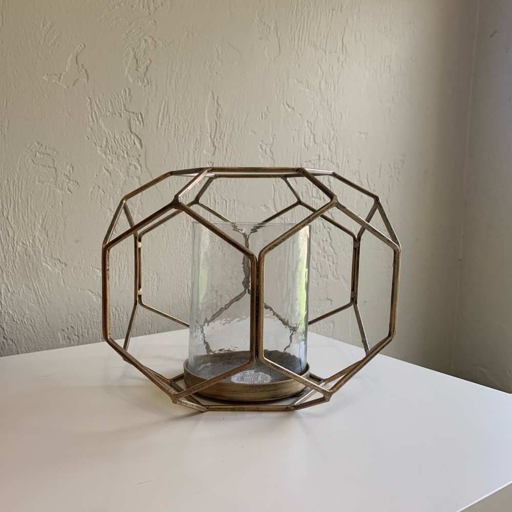 Gold hexagonal candle holder